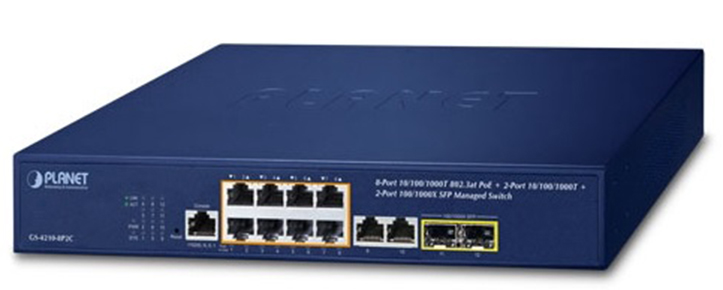 Switch Planet GS-4210-8P2C, Gigabit, 8 PoE + 2RJ45 + 2SFP